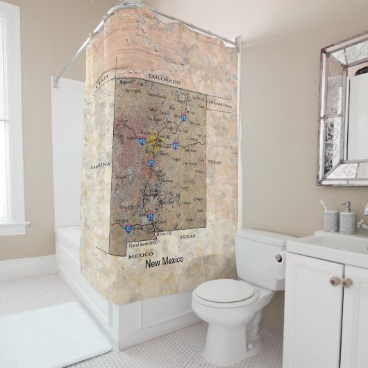 ニューメキシコ地図ペトログリフ シャワーカーテン (インサイチュ)