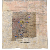 ニューメキシコ地図ペトログリフ シャワーカーテン (正面)