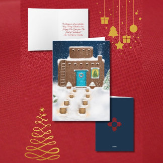 ニューメキシコ州のアドベのクリスマスシーン　ホリデーカード シーズンカード