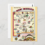 ニューメキシコ州のイラストマップ ポストカード (正面/裏面)