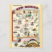 ニューメキシコ州のイラストマップ ポストカード (正面)