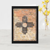 ニューメキシコ州のジア・サンシンボルで楽しいホリデーシーズンを カード (黄色い花)