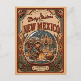 ニューメキシコ州のヴィンテージスノーグローブ メリークリスマス シーズンポストカード
