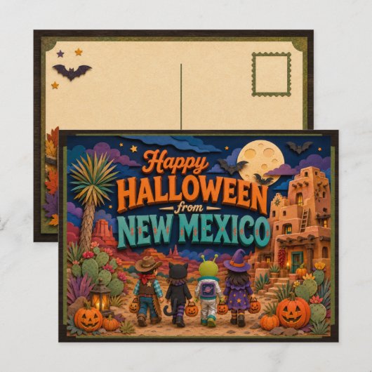 ニューメキシコ州の子供たちからハッピーハロウィン ポストカード (正面/裏面)