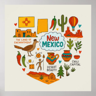 ニューメキシコ州の旅のアイコン ポスター