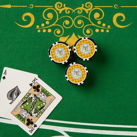 ニューメキシコ州の旗とシール ポーカーチップ (ポーカーテーブル (スタック))