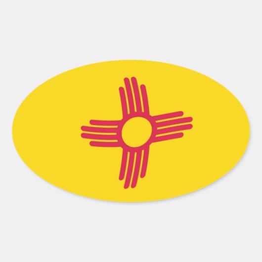 ニューメキシコ州の旗ステッカー 楕円形シール (正面)