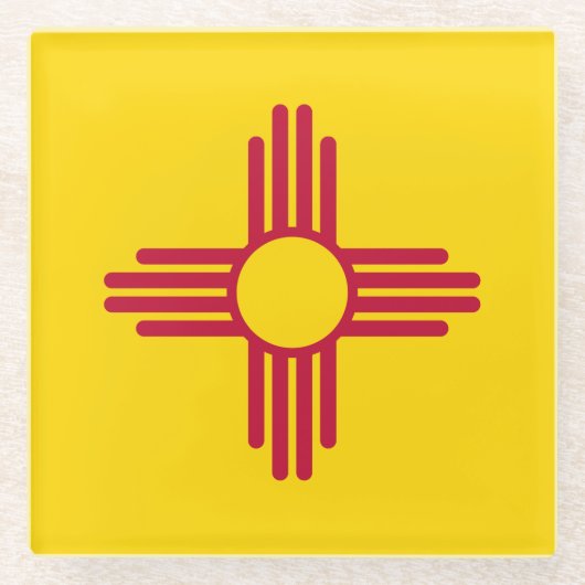 ニューメキシコ州の旗 ガラスコースター (正面)