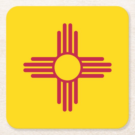 ニューメキシコ州の旗 スクエアペーパーコースター (正面)