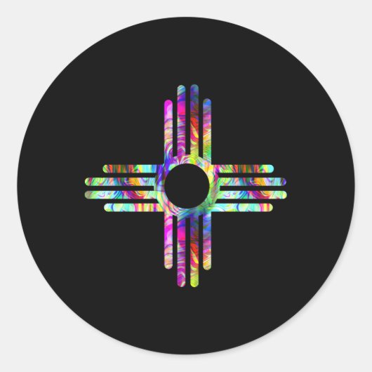 ニューメキシコ州ジーアトリップ(幻覚体験)のようなシンボル数々のカラーPri ラウンドシール (正面)