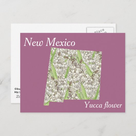 ニューメキシコ州フラワーコラージュの地図 ポストカード (正面/裏面)