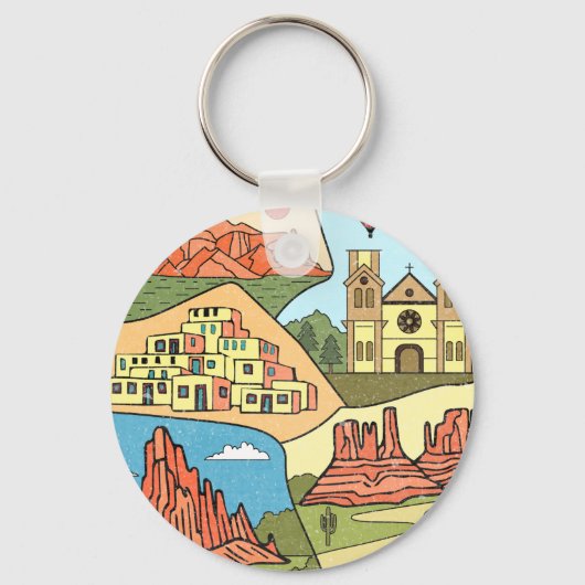 ニューメキシコ州マップヴィンテージアルバカーキラスベガス キーホルダー (正面)