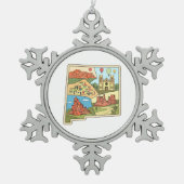 ニューメキシコ州マップヴィンテージアルバカーキラスベガス スノーフレークピューターオーナメント (正面)