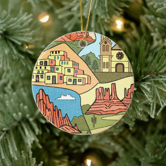 ニューメキシコ州マップヴィンテージアルバカーキラスベガス セラミックオーナメント (ツリー)