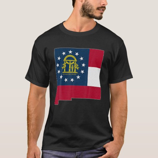 ニューメキシコ州マップGEORGIA GA国旗のルーツ男性Wom Tシャツ (正面)