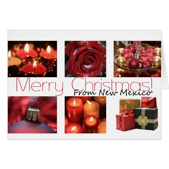 ニューメキシコ州固有のカード冬のコラージュ (正面横)