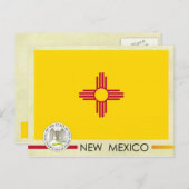 ニューメキシコ州旗とシール ポストカード (正面/裏面)