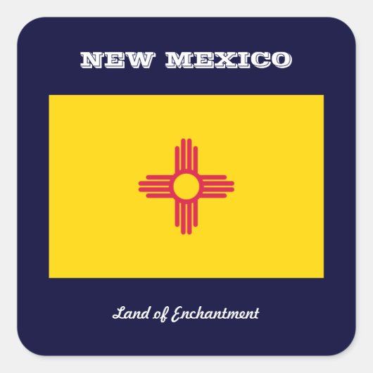 ニューメキシコ州旗とスローガン スクエアシール (正面)