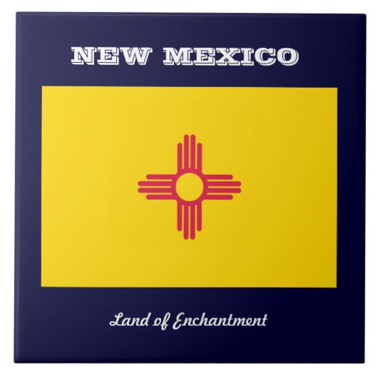 ニューメキシコ州旗とスローガン タイル (正面)