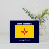ニューメキシコ州旗とスローガン 箔シーズンポストカード (立ち正面)