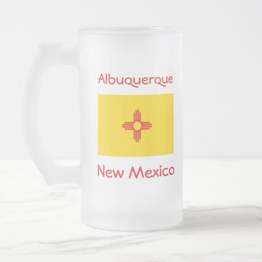 ニューメキシコ州旗の地図シティマグ フロストグラスビールジョッキ (左)