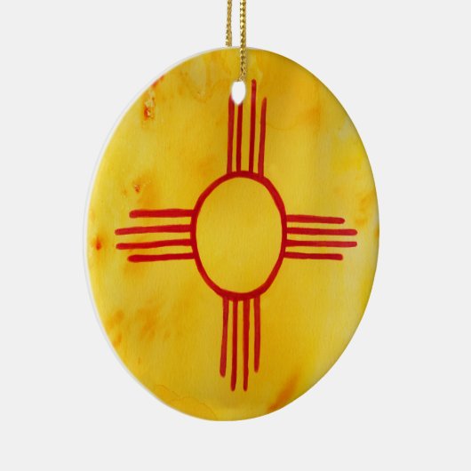 ニューメキシコ州旗の水の色絵画の セラミックオーナメント (右)