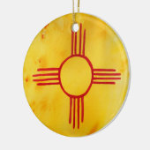 ニューメキシコ州旗の水の色絵画の セラミックオーナメント (左)