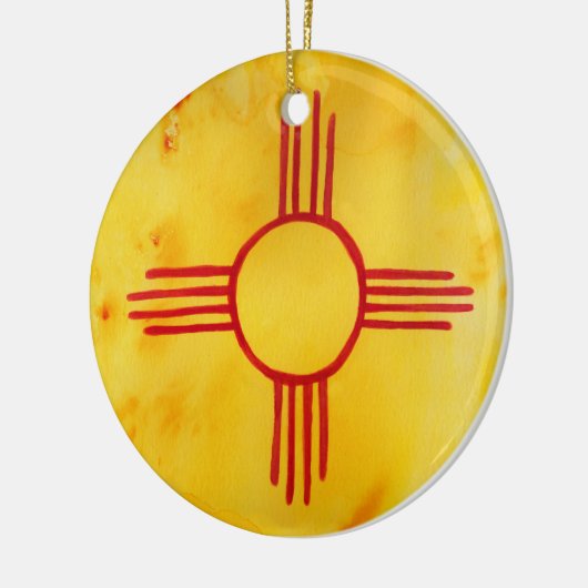 ニューメキシコ州旗の水の色絵画の セラミックオーナメント (左)