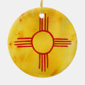 ニューメキシコ州旗の水の色絵画の セラミックオーナメント (裏面)