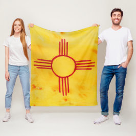 ニューメキシコ州旗の水絵画色(カスタム) フリースブランケット