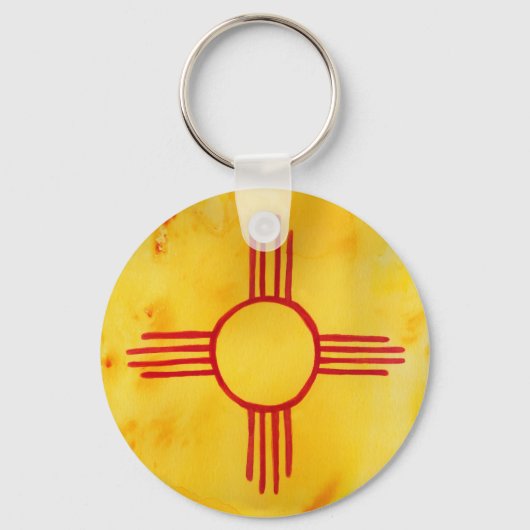 ニューメキシコ州旗の水色 キーホルダー (正面)