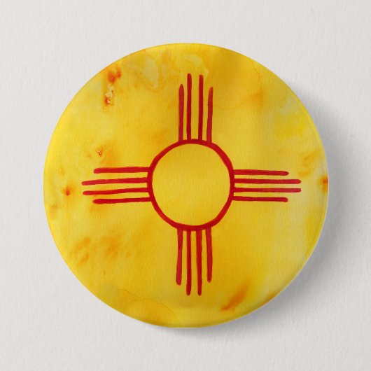 ニューメキシコ州旗の水色 缶バッジ (正面)