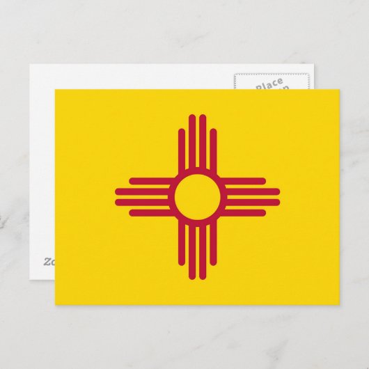 ニューメキシコ州旗を持つハガキ州- USA ポストカード (正面/裏面)