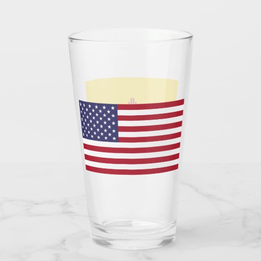 ニューメキシコ州旗を持つ愛国的なガラス杯 タンブラーグラス (裏面)