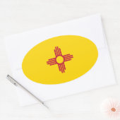 ニューメキシコ州旗オーバルステッカー 楕円形シール (封筒)