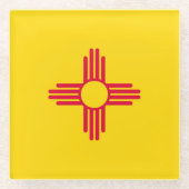 ニューメキシコ州旗デザインデコール ガラスコースター (正面)