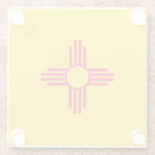 ニューメキシコ州旗デザインデコール ガラスコースター (裏面)