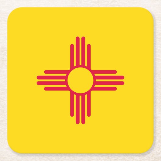 ニューメキシコ州旗デザイン スクエアペーパーコースター (正面)