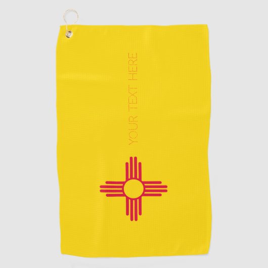 ニューメキシコ州旗デザインAに関するテキスト  ゴルフタオル (正面)