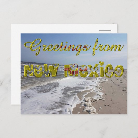ニューメキシコ州旗ハートUSAからの挨拶 ポストカード (正面/裏面)