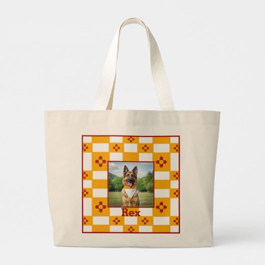 ニューメキシコ州旗レッドツィアイエロー ラージトートバッグ (裏面)