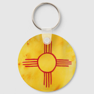 ニューメキシコ州旗水彩 キーホルダー