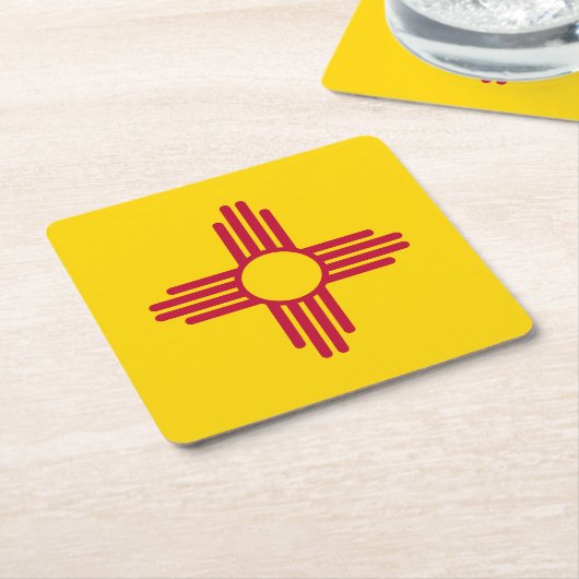 ニューメキシコ州旗 スクエアペーパーコースター (アングル)