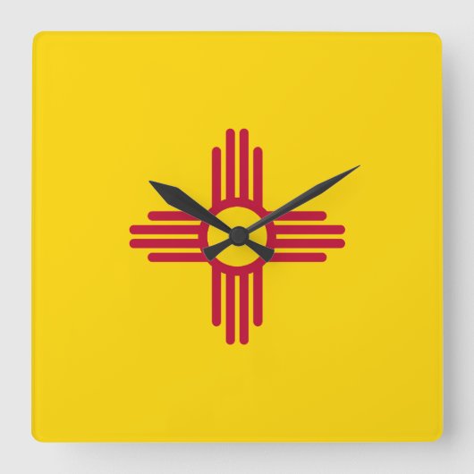 ニューメキシコ州旗 スクエア壁時計 (正面)