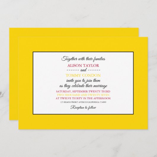 ニューメキシコ州旗、ニューメキシコ結婚州旗 招待状 (正面/裏面)