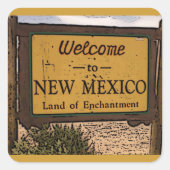 ニューメキシコ州歓迎芸術的標識シール スクエアシール (正面)