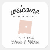ニューメキシコ州目的地の結婚式任意の色 スクエアシール (正面)