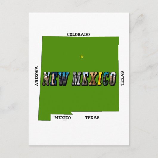 ニューメキシコ州 マップ アウトライン フォト テキスト ポストカード (正面)