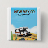 ニューメキシコ州 "冒険へ" 旅行ポスター 缶バッジ (正面)