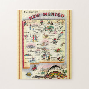 ニューメキシコ州 11x14 イラスト地図 ジグソーパズル